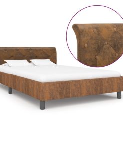 Okvir za krevet od umjetne brušene kože smeđi 140 x 200 cm