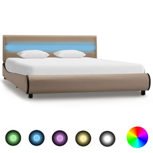 Okvir za krevet od umjetne kože LED boja cappuccina 140x200 cm