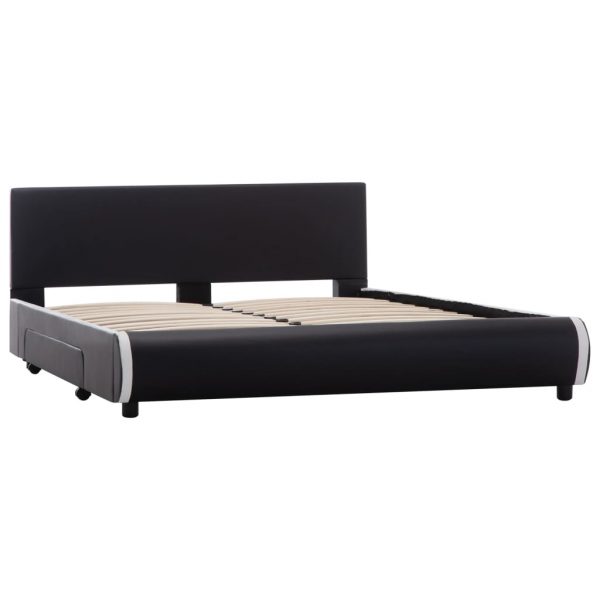 Okvir za krevet od umjetne kože s ladicama crni 140 x 200 cm