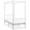 Okvir za krevet s nadstrešnicom bijeli metalni 100 x 200 cm