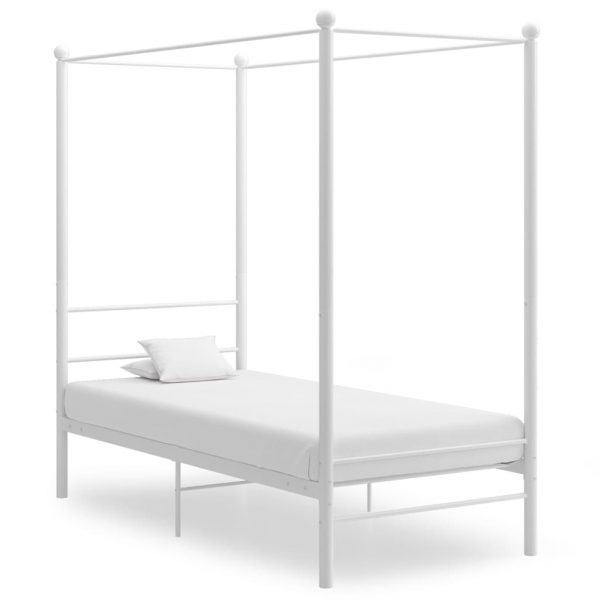 Okvir za krevet s nadstrešnicom bijeli metalni 100 x 200 cm