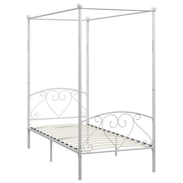 Okvir za krevet s nadstrešnicom bijeli metalni 120 x 200 cm