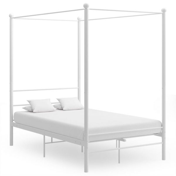 Okvir za krevet s nadstrešnicom bijeli metalni 120 x 200 cm