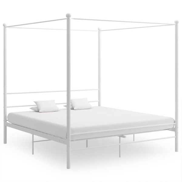 Okvir za krevet s nadstrešnicom bijeli metalni 180 x 200 cm