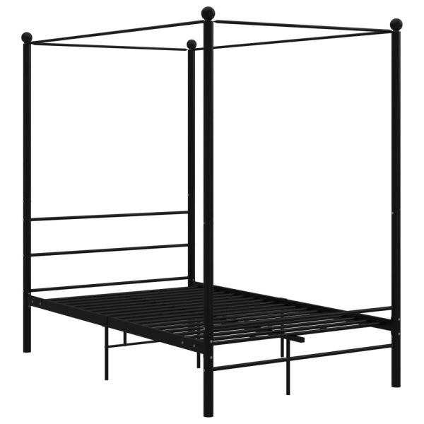 Okvir za krevet s nadstrešnicom crni metalni 120 x 200 cm