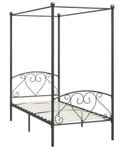 Okvir za krevet s nadstrešnicom sivi metalni 100 x 200 cm