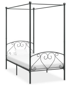 Okvir za krevet s nadstrešnicom sivi metalni 100 x 200 cm