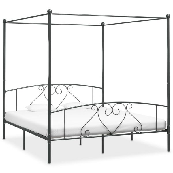 Okvir za krevet s nadstrešnicom sivi metalni 200 x 200 cm