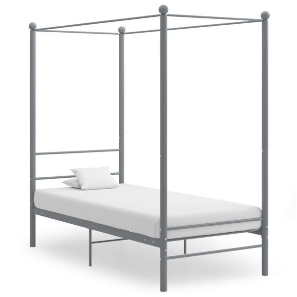 Okvir za krevet s nadstrešnicom sivi metalni 90 x 200 cm