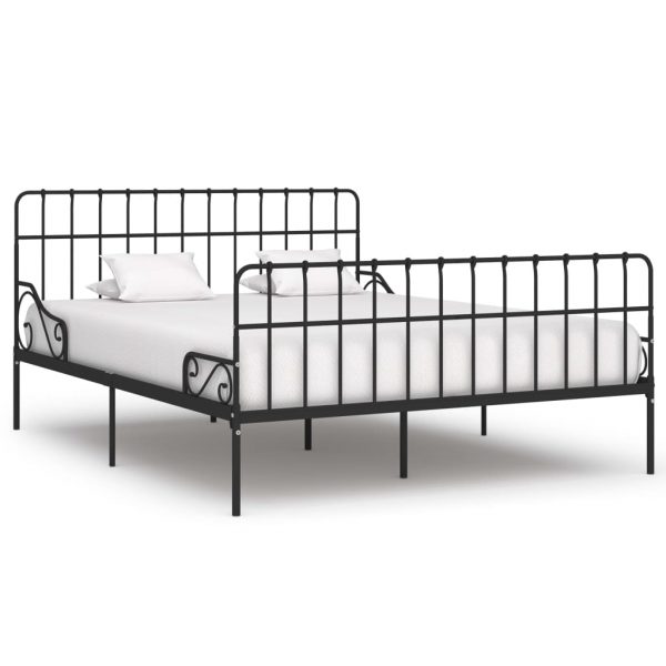 Okvir za krevet s podnicama crni metalni 200 x 200 cm