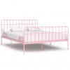 Okvir za krevet s podnicama ružičasti metalni 200 x 200 cm