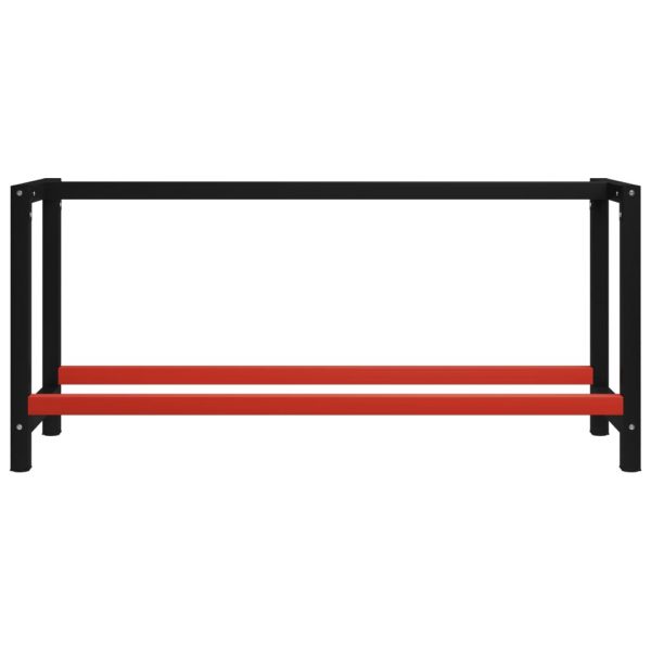 Okvir za radni stol metalni 175 x 57 x 79 cm crno-crveni