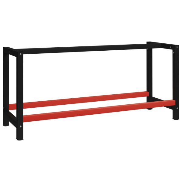Okvir za radni stol metalni 175 x 57 x 79 cm crno-crveni