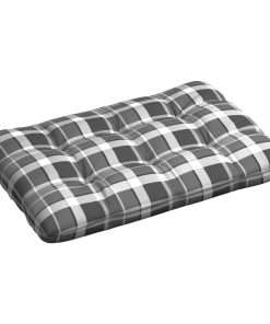 Paletni jastuk sivi karirani 120 x 80 x 12 cm od tkanine