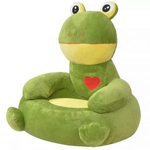 Plišana dječja fotelja u obliku žabe zelena