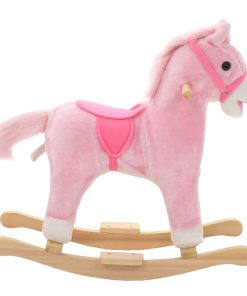 Plišani konjić za ljuljanje 65 x 32 x 58 cm ružičasti