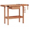 Radni stolarski stol s ladicom i 2 stege od tvrdog drva
