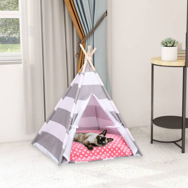 Šator tipi za mačke od breskvine kore prugasti 60 x 60 x 70 cm