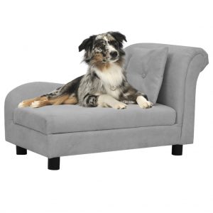 Sofa za pse s jastukom siva 83 x 44 x 44 cm plišana