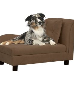 Sofa za pse s jastukom smeđa 83 x 44 x 44 cm plišana
