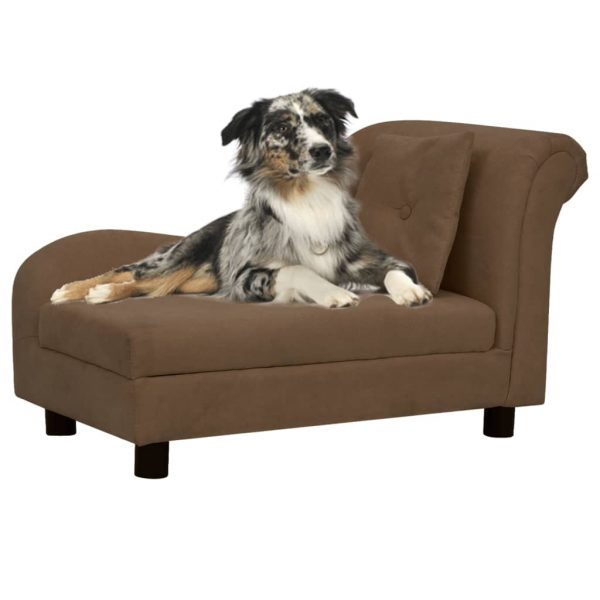 Sofa za pse s jastukom smeđa 83 x 44 x 44 cm plišana