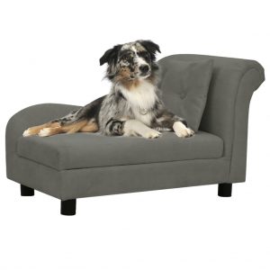 Sofa za pse s jastukom tamnosiva 83 x 44 x 44 cm plišana