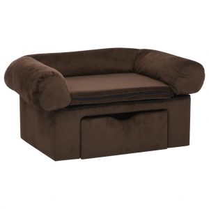 Sofa za pse s ladicom smeđa 75 x 50 x 38 cm plišana