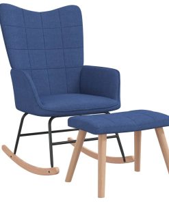 Stolica za ljuljanje s osloncem za noge plava od tkanine