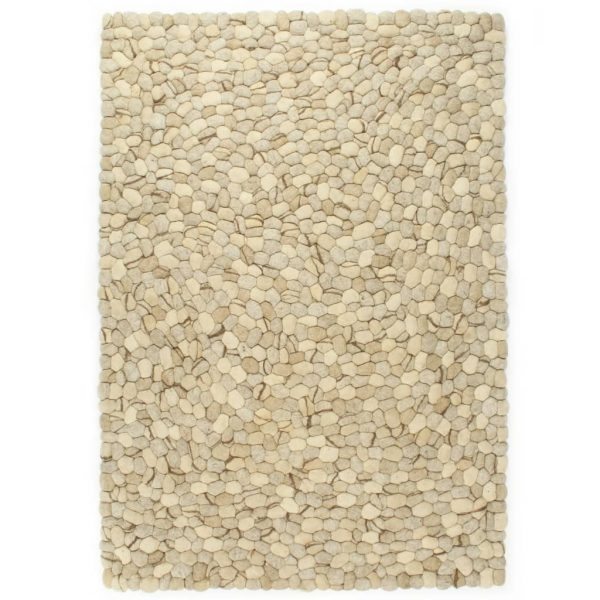 Tepih s kamenčićima od vunenog filca 80x150 cm bež/sivi/smeđi