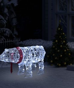 Ukrasni božićni medvjed s 45 LED žarulja 71x20x38 cm akrilni