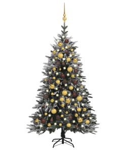 Umjetno božićno drvce LED s kuglicama i snijegom 120 cm PVC/PE