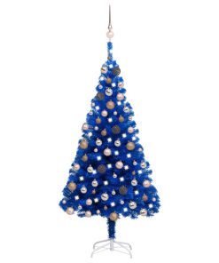 Umjetno božićno drvce LED s kuglicama plavo 120 cm PVC