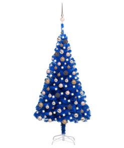 Umjetno božićno drvce LED s kuglicama plavo 150 cm PVC