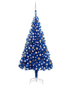 Umjetno božićno drvce LED s kuglicama plavo 240 cm PVC