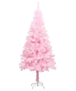 Umjetno božićno drvce LED s kuglicama ružičasto 150 cm PVC