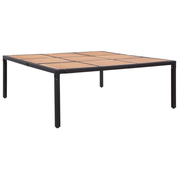 Vrtni stol crni 200x200x74 cm od poliratana i bagremovog drva