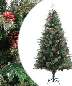 Božićno drvce sa šiškama zeleno 225 cm PVC i PE