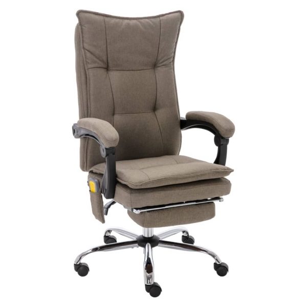 Masažna uredska stolica od tkanine smeđe-siva