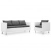 2-dijelni set sofa od umjetne kože bijeli i svjetlosivi
