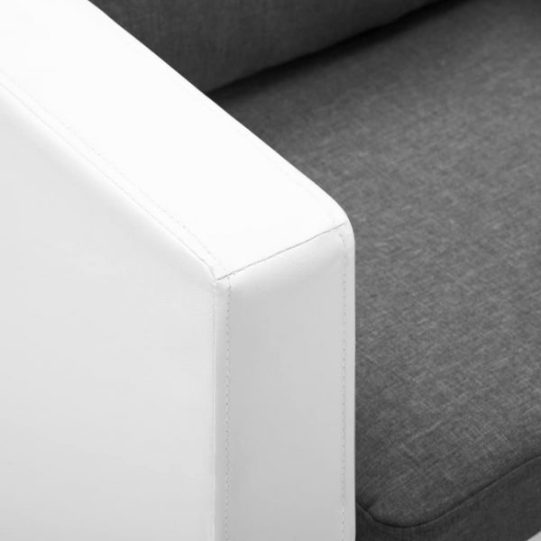 2-dijelni set sofa od umjetne kože bijeli i svjetlosivi
