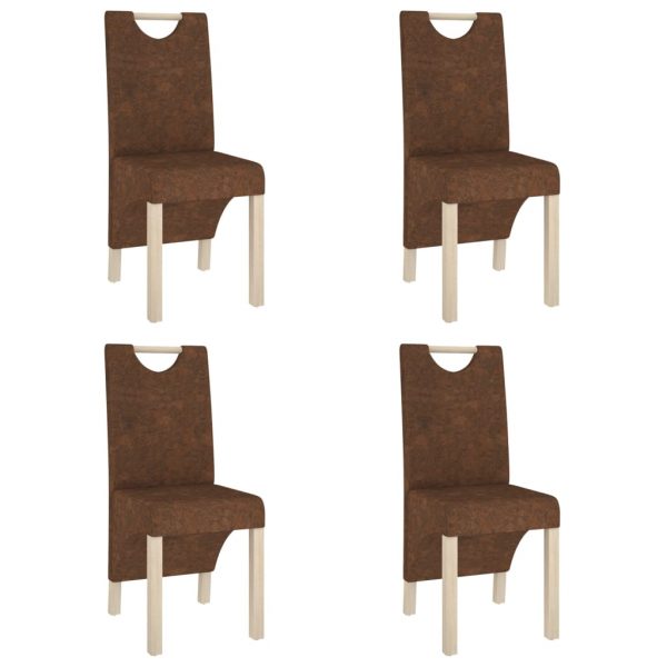 Blagovaonske stolice od umjetne brušene kože 4 kom smeđe