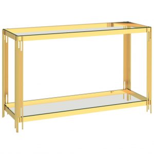 Bočni stolić zlatni 120 x 40 x 78 cm nehrđajući čelik i staklo