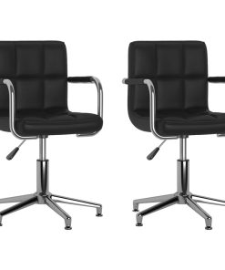 Okretne blagovaonske stolice od umjetne kože 2 kom crne