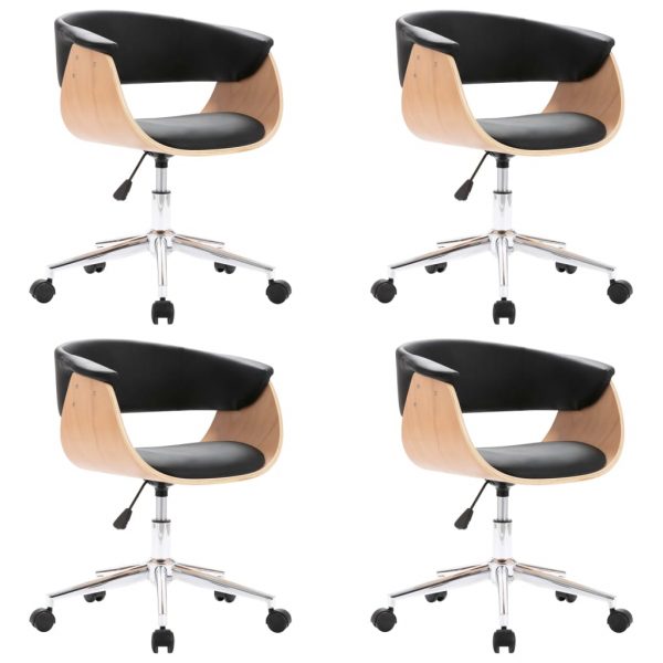 Okretne blagovaonske stolice od umjetne kože 4 kom crne