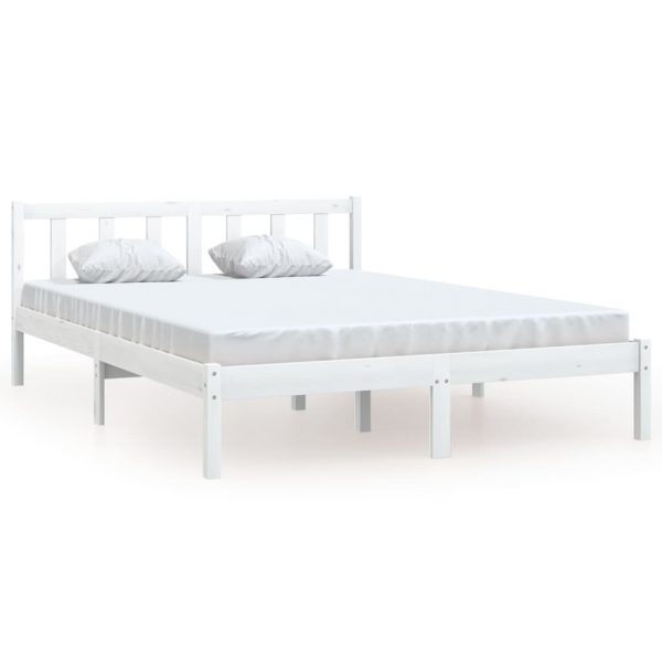 Okvir za krevet od borovine bijeli 135x190 cm UK bračni krevet