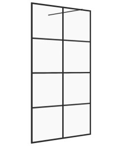 Pregrada za tuširanje s prozirnim staklom ESG 100 x 195 cm crna