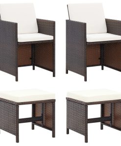 4-dijelni set vrtnih stolica i stolaca od poliratana smeđi