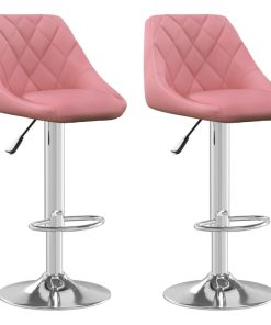 Barski stolci 2 kom ružičasti baršunasti
