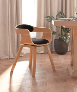 Blagovaonska stolica crna od savijenog drva i umjetne kože