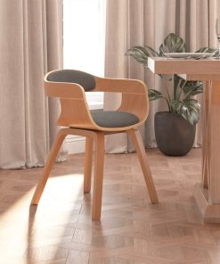 Blagovaonska stolica smeđe-siva od savijenog drva i tkanine